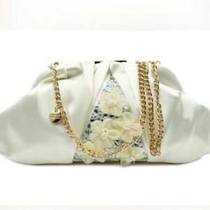BADGLEY MISCHKA FLORAL SATIN CLUTCH